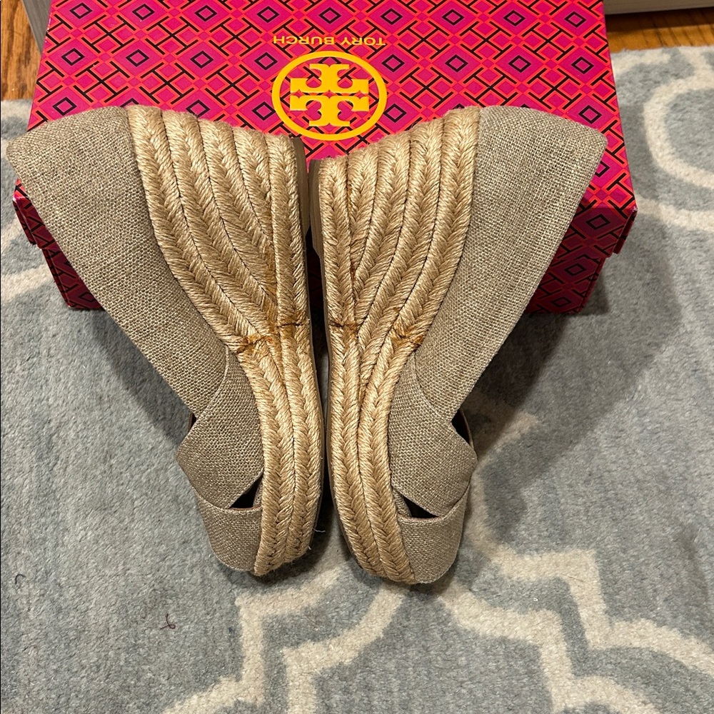 Tory Burch Beige Wedge Espadrilles - Picture 4 of 7